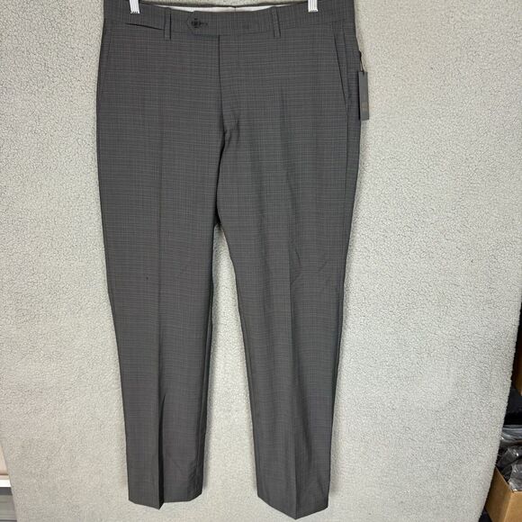 Monte Rosso Pants Mens 34x32 Grey Flat Front Wool Pants Italy Front Pockets - Picture 1 of 8